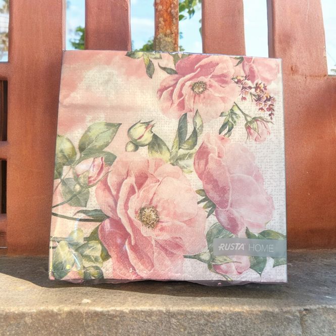 Hovedbilde Serviett med rosa roser